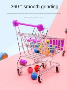 1入(隨機顏色)不銹鋼迷你玩具購物車,適用於收納,裝飾,diy手工藝品,娃娃屋配件 - 彩色 - 查看 6