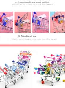 1入(隨機顏色)不銹鋼迷你玩具購物車,適用於收納,裝飾,diy手工藝品,娃娃屋配件 - 彩色 - 查看 8