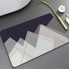 1入組防滑浴室地墊,豪華而簡約的多色幾何圖案,厚度0.09英寸(0.25厘米),橡膠材質,可機洗,高度吸水性,適用於浴室門、浴缸、淋浴室和其他區域 - 彩色 - 查看 7