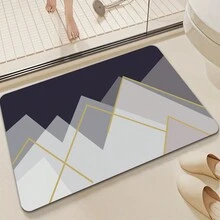 1入組防滑浴室地墊,豪華而簡約的多色幾何圖案,厚度0.09英寸(0.25厘米),橡膠材質,可機洗,高度吸水性,適用於浴室門、浴缸、淋浴室和其他區域 - 彩色 - 查看 9