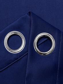 1入組藍色隔熱孔銅扣遮光窗簾,適用於臥室和客廳 - 寶藍色 - 查看 5