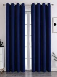 1入組藍色隔熱孔銅扣遮光窗簾,適用於臥室和客廳 - 寶藍色 - 查看 1