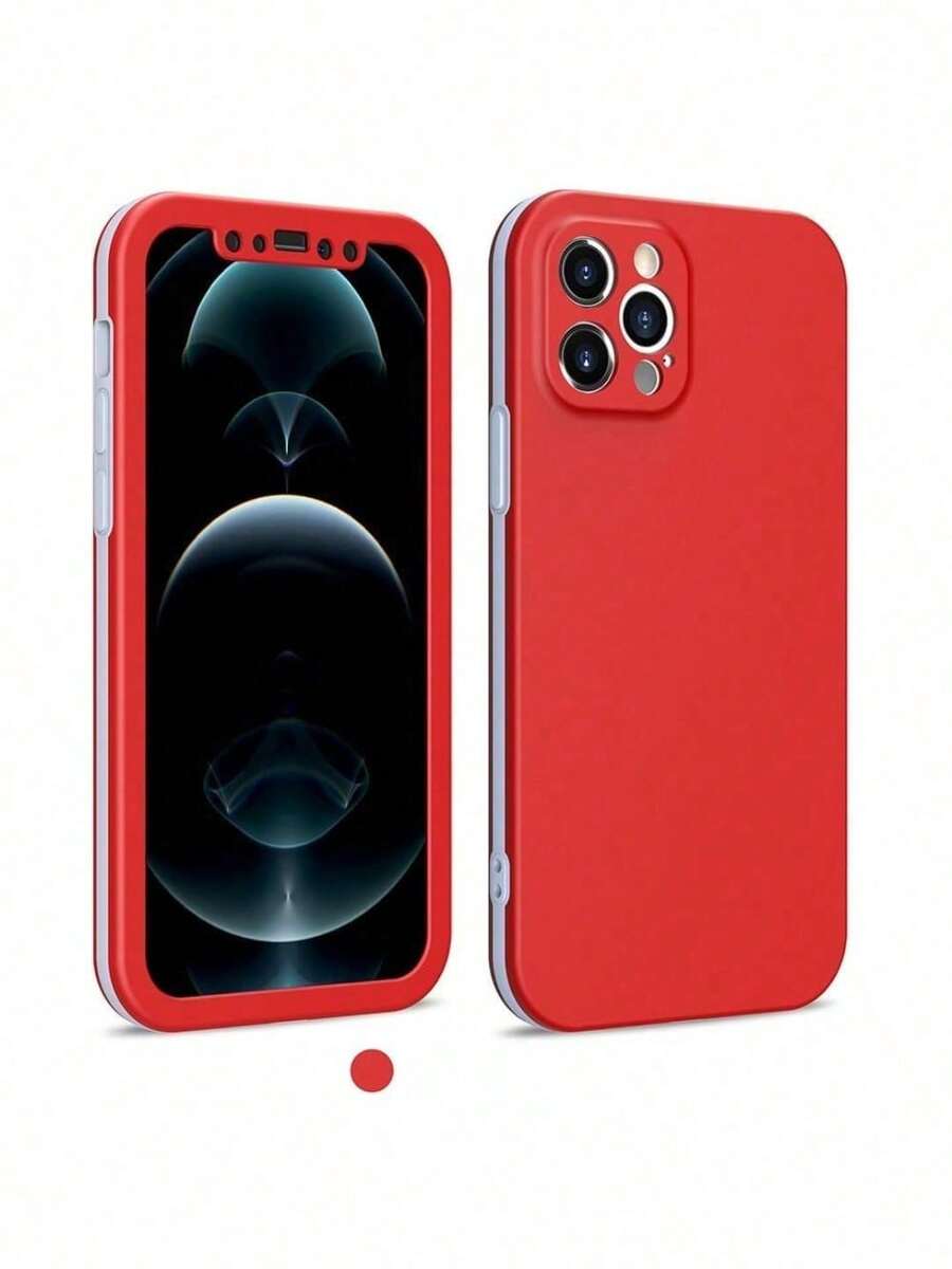 Funda Tipo Uso Rudo 3 en 1 para iPhone - Rojo - Ver 1
