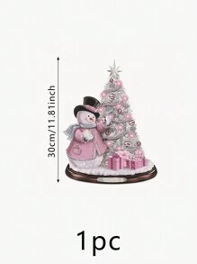1 Pieza Pegatina Para Ventana Y Puerta De Muñeco De Nieve Rosa, Decoración Navideña - Multicolor - Ver 2