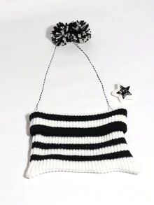 Gorro De Lana Tejido Cálido Con Orejas De Gato - Blanco - Ver 4