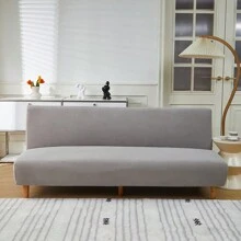 1入組絨面彈性沙發床套,易安裝和摺疊,多種尺寸可選,適用於全季節和裝飾用途 - 淺灰色 - 查看 1