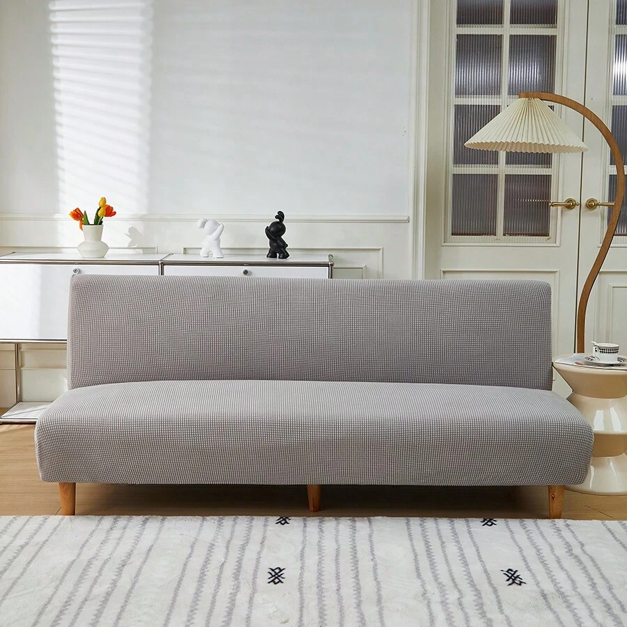 1入組絨面彈性沙發床套,易安裝和摺疊,多種尺寸可選,適用於全季節和裝飾用途 - 淺灰色 - 查看 1