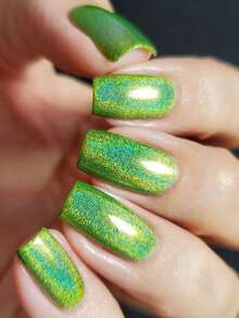 1Box Holographic Laser Nail Art Glitter Powder For Nail Mirror Polishing Chrome Pigment Shimmer Dip Powder - Army Green - View 2