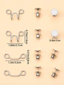 2入組銀色扣環快扣，縫上按扣式紐扣，扣環快扣
