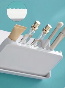 1 件壁掛式浴室收納架、鏡櫃衣架、塑膠浴缸托盤、帶化妝品和護膚品支架的浴室用品架、浴室配件 - 白色 - 查看 3