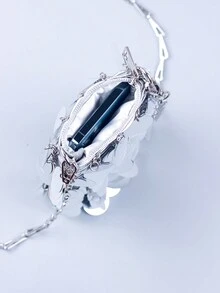 手工製作銀色亮片垂直鏈條斜背包 - 銀色 - 查看 11