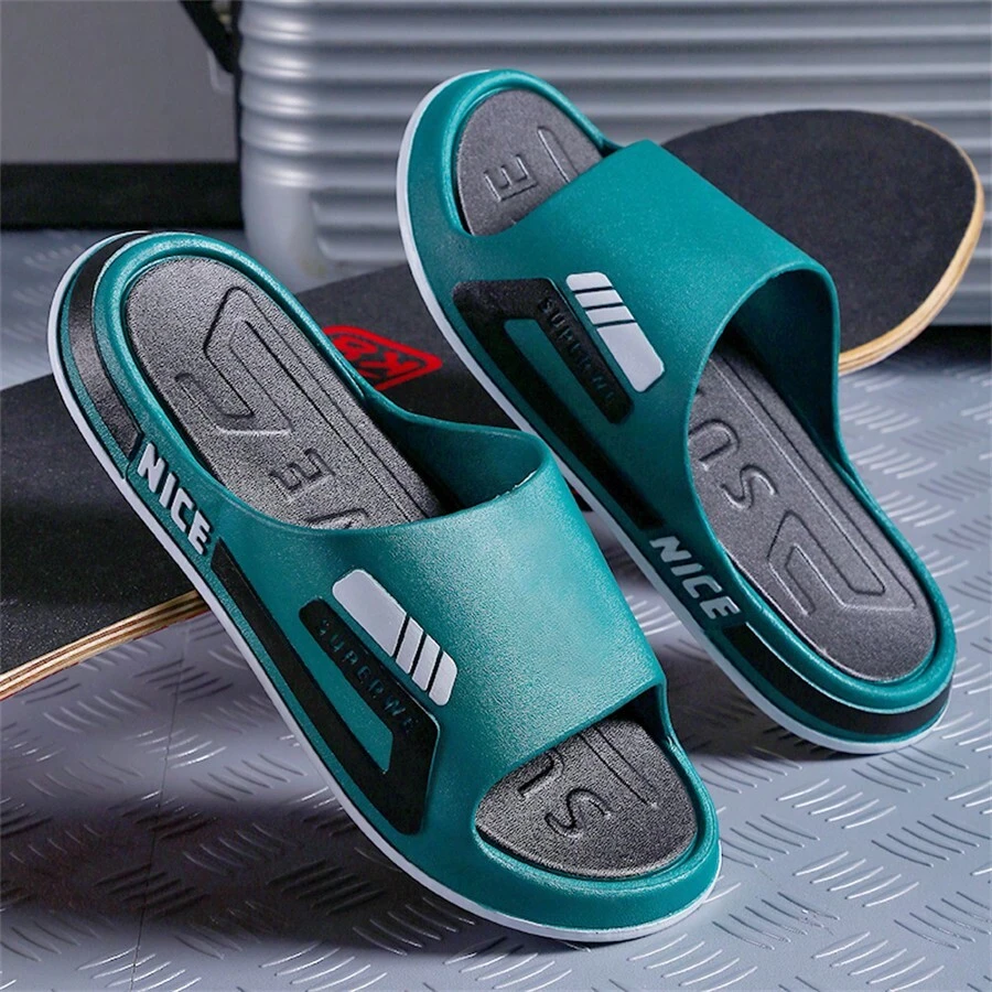 男士夏季拖鞋,防滑,厚底,適用於室內和室外、浴室和淋浴、情侶、年輕男士休閒鞋 - 118[白橙] - 查看 1