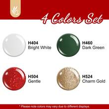4x12ml Gel Nail Polish Set Limited Edition, 4 Colors Glitter Red Dark Green White Golden Soak Off UV LED Gel Polish For Salon Manicure Valentine'S Day Gifts - Red and White - View 2