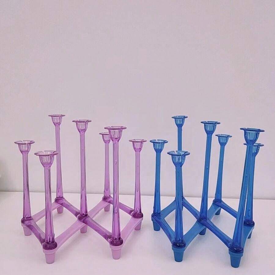 Drainer For Glasses, Plastic Rack For Cups And Glasses - Blue - View 1