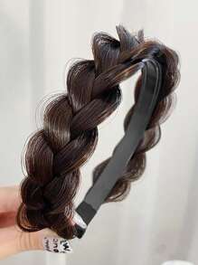 1支黑色/棕色編織發帶假髮,魚骨辮設計,適合女性,非常適合作為禮物送給朋友,適用於派對和日常髮型 - 棕色 - 查看 1