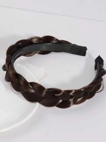 1支黑色/棕色編織發帶假髮,魚骨辮設計,適合女性,非常適合作為禮物送給朋友,適用於派對和日常髮型 - 棕色 - 查看 2