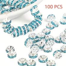 100入組8mm圓形鍍銀帶鑽間隔珠,diy手鍊/手鏈/吊墜用鬆散間隔珠,有10種顏色可選 - 100 顆 8 毫米圓形間隔珠墊片珠子 - 查看 19