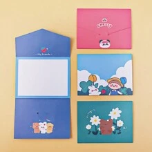 8 Piezas Tarjetas De Felicitación Plegables De Dibujos Animados Con Bendiciones Festivas Y Mensaje Para Expresar Amor - Multicolor - Ver 3