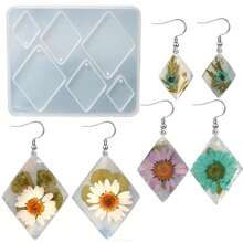 1pc DIY Geometric Earrings & Necklace Crystal Glue Mold Mirror Silicone Mold For Women's Epoxy Resin Jewelry Making