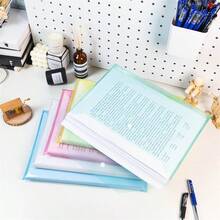 5入組加厚a4文件袋,透明塑料文件袋,帶有鈕扣閉合,用於大容量儲藏辦公室和學校文具袋防水信封 - 黃色 - 查看 3