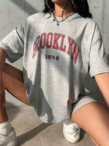 Conjunto De 2 Piezas Blusa OverSize De Moda + Short Biker Diseños Casuales Combinables - Gris - Ver 2