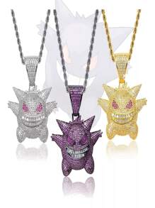 Cadena De Eslabones Gengar Hip Hop Collares De Diamantes - Dorado - Ver 4