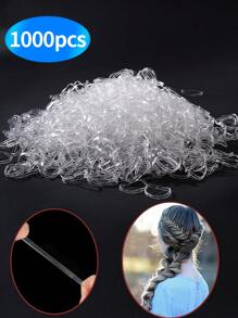 1000入組透明一次性提花橡皮筋,大尺寸高彈性,附發帶扣環 - 無色 - 查看 1
