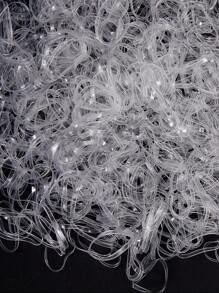 1000入組透明一次性提花橡皮筋,大尺寸高彈性,附發帶扣環 - 無色 - 查看 5