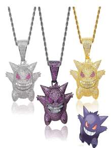 Cadena De Eslabones Gengar Hip Hop Collares De Diamantes - Dorado - Ver 1