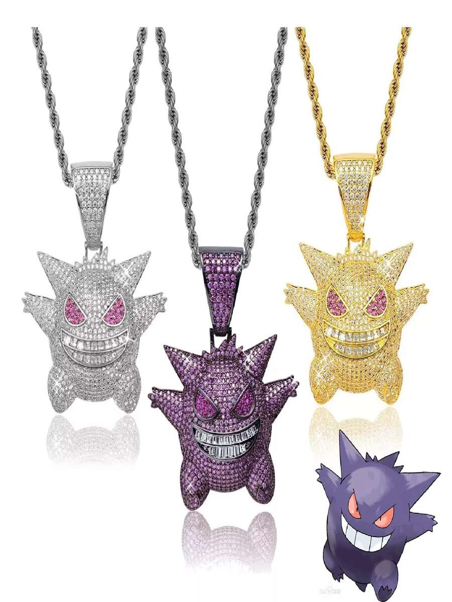 Cadena De Eslabones Gengar Hip Hop Collares De Diamantes - Dorado - Ver 1