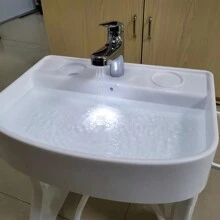 Adjustable Height Children's Bathroom Sink With Automatic Water Faucet, Electric Water On/Off, Lighting - For Toddlers 1-7 Years Old, No Installation Required - White - View 4