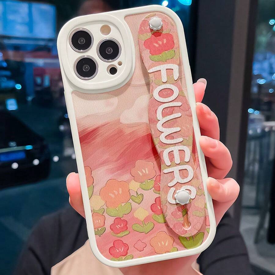 Phone Case With Anti-Drop Stand & Full Coverage Camera Lens Protection & Silicone Cover & Wrist Strap, Compatible With Apple Iphone And Portable Stand With Unique Coral Sea And Flower Design, Compatible With Samsung - Multicolor - View 1