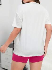 Conjunto De 2 Piezas Blusa OverSize De Moda + Short Biker Diseños Casuales Combinables - Rosa - Ver 5