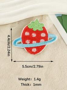 1 套/4 件繡花徽章標籤衣服帽子 Diy 自黏水果星球風格布貼服裝配件 - 彩色 - 查看 5