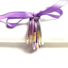 6pcs/Set Colorful Silicone Tube Bracelets With Glitter Gold Powder Jelly Bangles Suitable For Women's Daily Wear - Multicolor - View 9