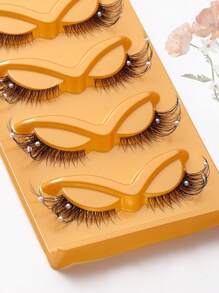 5 Pairs Of Glamorous Gold Pearl-Decorated False Eyelashes With Soft & Fluffy Fox-Eye Style, Thick & Curly Eyelashes, Realistic 3D Effect And Clear Stems. They Can Be Repeatedly Used For Balls, Parties And Are Universally Suitable For Women