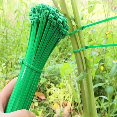 50pcs/Pack Green Self-Locking Plant Ties, Plastic Multi-Purpose Zip Ties For Organizing Wires, Fixing Plants, Bundling Items