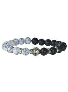 1pc Turquoise & Lava Stone & Skull Beaded Bracelet For Men, Suitable For Parties And Daily Wear - Multicolor - View 9