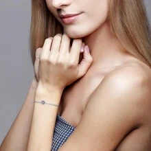 Silver Plated Charm Pink Rhinestone Four-Leaf Clover Flower Series Suitable For DIY Female Bracelet Pendants Valentines