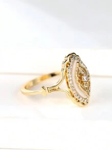 Tsnamer 1Pc Vintage Palace Flower Ring Promise Engagement Floral Daily Jewelry Valentines - Yellow Gold - View 2
