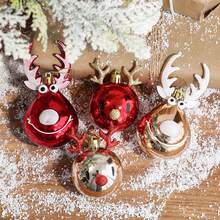 1入組聖誕樹球飾品塑料馴鹿造型球裝飾，聖誕樹掛飾節日花環裝飾，聖誕節裝飾飾品 - 彩色 - 查看 10