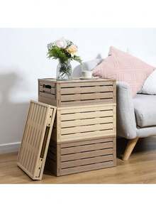 1 件木紋印花可折疊實用收納盒 - 灰色 - 查看 4