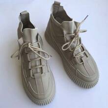 男士風格鞋款,連褲工裝褲,休閒,復古,搭配,麂皮,保暖靴,高筒韓版鞋 - 卡其色 - 查看 1