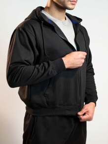 Sudadera Con Gorro y Cierre Básica De Moda Ultra Comfort     HECHO EN MÉXICO    BLATT - Negro - Ver 4