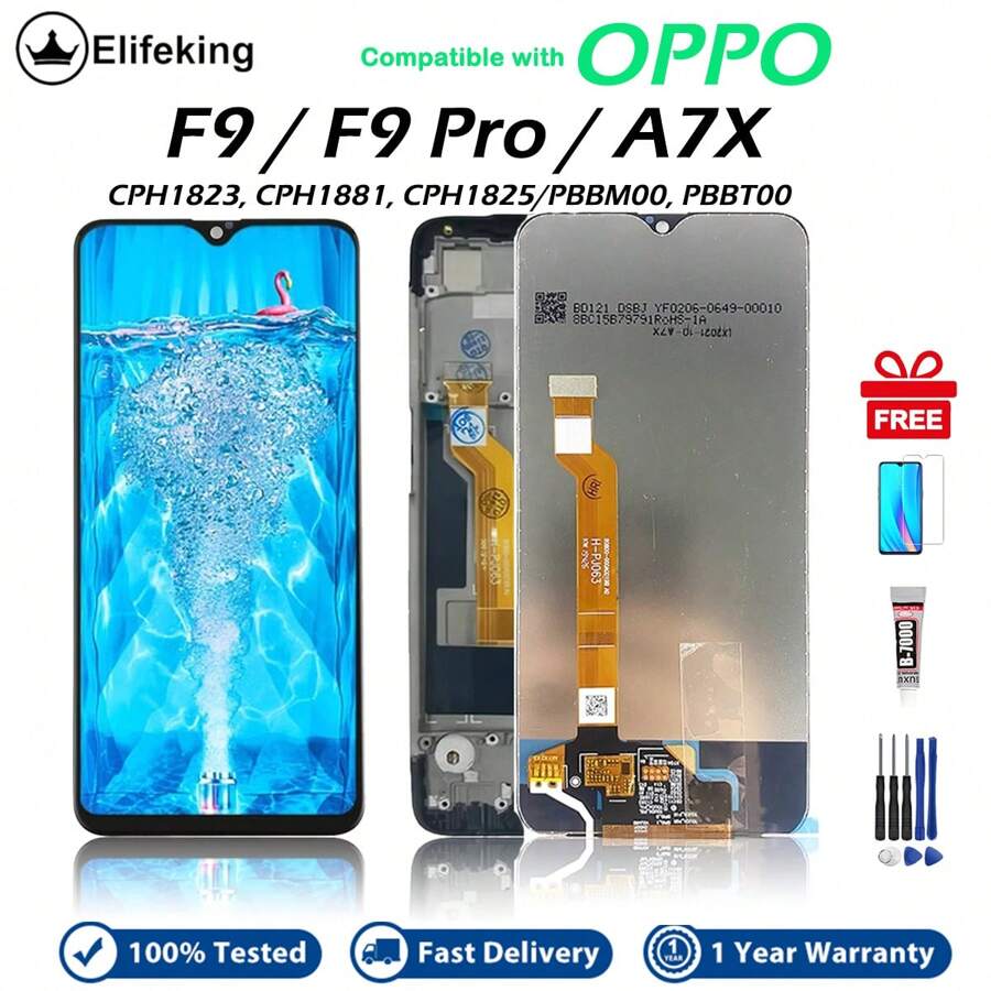 Pantalla Táctil De Repuesto De 6,3'' Lcd Para Oppo F9 / F9 Pro / A7x / Realme 2 Pro - negro sin marco - Ver 1