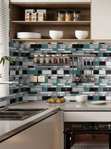 1 件 3d 馬賽克自黏廚房貼紙北歐風格防水防油光滑爐灶貼櫥櫃抽屜防髒壁紙 - 彩色 - 查看 3