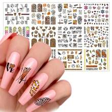 12入組向日葵美甲貼紙,花朵美甲水轉印貼紙滑卡裝飾,用於美甲 - 藕粉色 - 查看 1