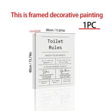 1pc Fun Toilet Sign, Bathroom Wall Decor, Bathroom Art, Bathroom Accessory, Toilet Wall Art Framed Picture, Removable,Canvas,Poster - Multicolor - View 4
