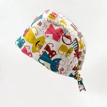 1 件裝印花水果和花朵帶工作帽護士帽 - 白貓狗 - 查看 2