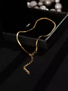 Nooxian Minimalist Solid Anklet - Yellow Gold - View 4